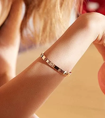 Miniatura 9 de My Daily Styles Pulsera de acero inoxidable con bisagras CZ para mujer, tamaño 7 pulgadas