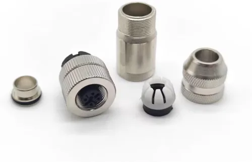 Miniatura 6 de Elecbee 5 unids Profibus M12 A Código Campo Cable Conector 4 Pin hembra Asamblea Enchufe Shiled para 22AWG 0.34mm² Cable