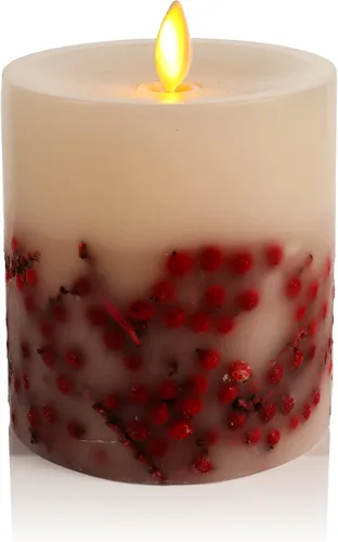 Miniatura 16 de Luminara Vela LED sin llama, de cambray suave, incrustada en concha y estrella de mar, pilar de llama móvil, cera real sin perfume con borde