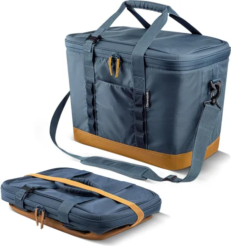 CleverMade Pacifica - Enfriador aislante plegable – 50 latas / 31 Qt a prueba de fugas suave para playa, viaje, auto – Correa para hombro, abridor