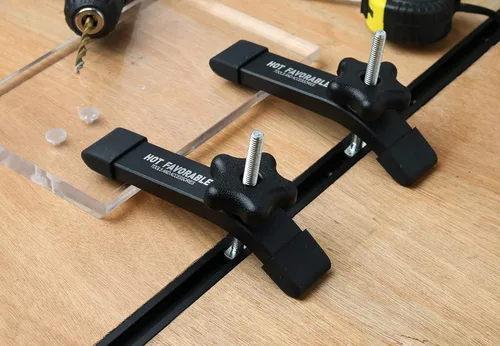 Miniatura 6 de Abrazaderas de sujeción en T de aluminio, 6-3/8 pulgadas de largo x 1-1/4 pulgadas de ancho, carpintería y abrazaderas, chorro de arena fina