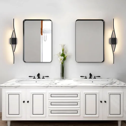 Miniatura 8 de Joossnwell Lámpara de tocador de baño, moderna lámpara de baño sobre espejo de 31.5 pulgadas, barra de luz negra regulable 5CCT, luces LED de Negro