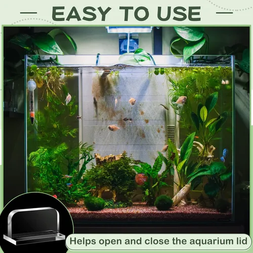 Miniatura 4 de Qunclay 4 manijas de tapa de acuario acrílicas para pecera, asas adhesivas de repuesto para tapa de tanque de peces de acuario, 2.36 x 1.38 pulgadas