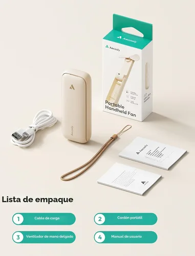 Miniatura 7 de Aecooly Ventilador Portátil Delgado, Ventilador de Mano Delgado, Mini Personal Recargable por USB [Tiempo Máximo de Enfriamiento 24H], Pequeño