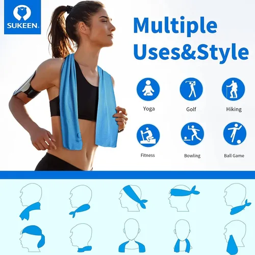 Miniatura 4 de Sukeen Paquete de 12 toallas refrescantes (40 x 12 pulgadas) para cuello y cara, suaves y transpirables para el cuello, toalla de hielo para climas