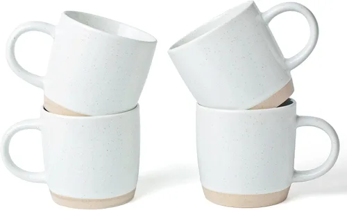 Miniatura 33 de famiware Mercury - Tazas de café de 13 onzas, juego de 4 tazas de café con asa, tazas para café con leche, té caliente, capuchino, moca, cacao, negro