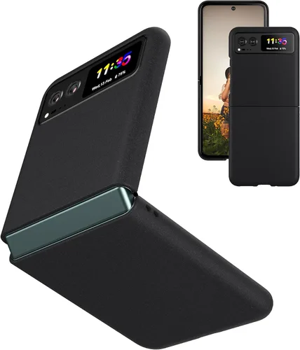 Funda delgada para Moto Razr 2023, parte trasera de policarbonato duro, sensación esmerilada, soporte de carga inalámbrica, ligera, a prueba de Negro
