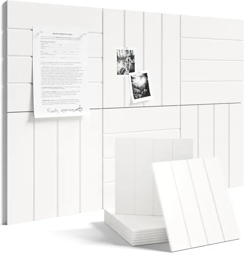 Miniatura 60 de Tablero de anuncios de fieltro grande de 36 x 24 pulgadas, alternativa al tablero de corcho – Paquete de 6 con 40 pestañas adhesivas extraíbles