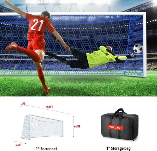 Miniatura 7 de Repuesto de red de portería de fútbol profesional de 24 x 8 pies, 18.5 x 6.5 pies [nailon de 0.157 in, 4 pulgadas hexagonal], resistencia a