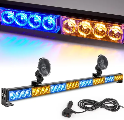 Miniatura 13 de Barra de Luz Estroboscópica de Emergencia Blanca/Verde de 36 pulgadas, 13 Patrones de Destello, Asesor de Tráfico, Advertencia de Peligro, Barra