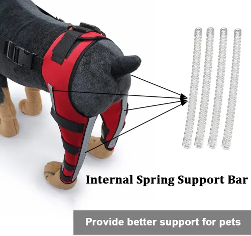 Miniatura 7 de Rodillera ajustable para perro con doble pierna trasera con bisagras de metal soporte flexible y cinturones de seguridad reflectantes, soporte