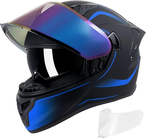 Miniatura 12 de Casco de motocicleta de cara completa para adultos, hombres y mujeres, casco de carreras aprobado por el DOT, casco de carreras de bicicleta