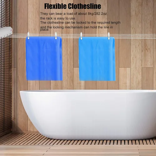 Miniatura 7 de Kit de tendedero retráctil, de plástico, moderno, telescópico retráctil, cuerda de secado de ropa para interiores y exteriores, hogar, baño