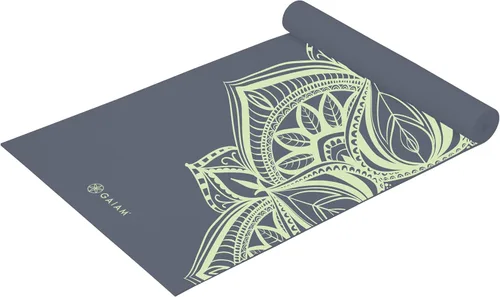 Gaiam - Esterilla de yoga premium de 5mm con estampado, gruesa y antideslizante para todo tipo de yoga, pilates y entrenamientos en el suelo (68" x