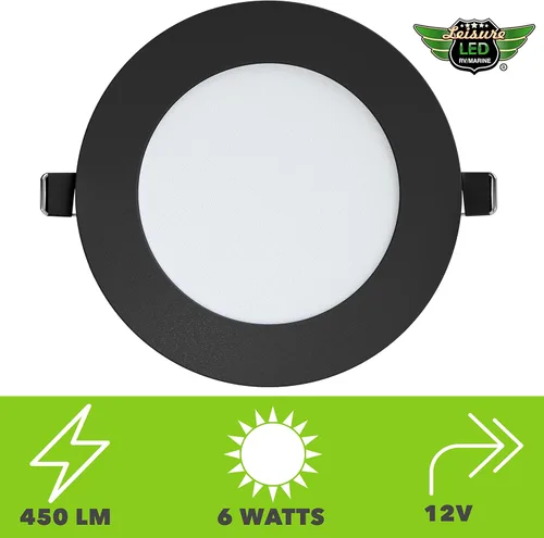 Miniatura 3 de Paquete de 5 luces de techo empotrables para barco RV de 480 lúmenes, luz LED súper delgada, panel de luz DC 12 V 4.75 pulgadas, 6 W, Downlights