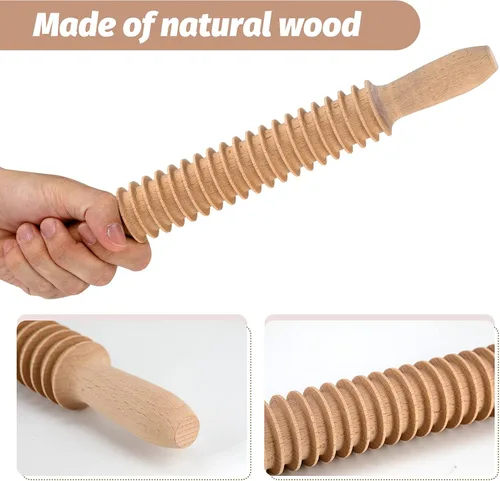 Miniatura 6 de Lápiz rodante de madera de haya de 7mm para pasta Fettuccine, cortador de tallarines, rodillo de rejilla de fideos, cortador de masa, lápiz rodante