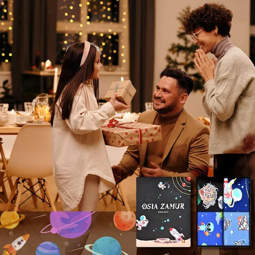 Miniatura 6 de Dsia Zamur Calcetines altos para niños y niñas, paquete de 4 a 6 unidades + caja de regalo, novedosos calcetines de pantorrilla coloridos para niños