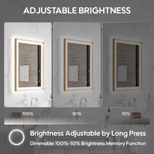 Miniatura 5 de WELLFOR Espejo de baño LED de 28 x 36 pulgadas, espejo de tocador de baño con luz, espejo de pared de baño, espejo de baño iluminado, montaje