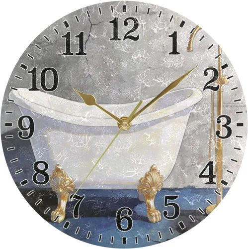 Miniatura 59 de JUNZAN Reloj de bañera con vino romántico espumoso y velas, reloj de pared silencioso de 10 pulgadas, pequeño reloj redondo, decoración de cocina