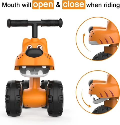 Miniatura 4 de YGJT Bicicleta de equilibrio para bebés para niños y niñas de 1 año, para interiores y exteriores, sin pedales, juguetes para niños de 10 a 36 Tigre