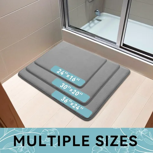 Miniatura 9 de Smiry Tapete de Baño de Espuma Viscoelástica de 24x16 Pulgadas, Tapetes de Baño Extra Suaves y Absorbentes, Alfombra Antideslizante Lavable para Gris