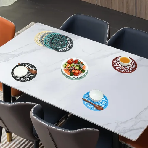 Miniatura 6 de Alfombrillas de silicona para ollas y sartenes calientes, almohadillas y tapetes multiusos tallados intrincadamente, tapete de mesa de cocina A