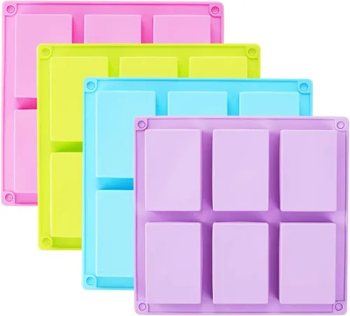 Miniatura 7 de TDHDIKE Paquete de 3 moldes de silicona para jabón (azul y rosa y verde), 6 cavidades de silicona para hornear, fabricación de jabón hecho a mano