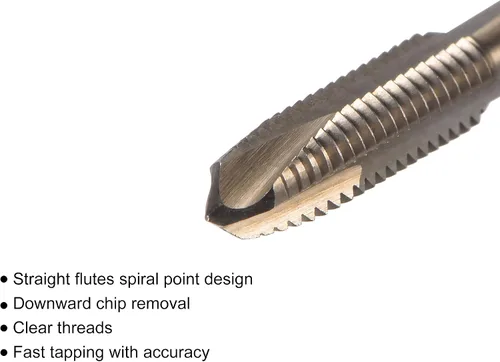 Miniatura 3 de uxcell Grifo roscado de punta espiral M2 x 0.4, cobalto métrico HSS (acero de alta velocidad) chapado en titanio máquina recta flauta rosca grifo H2