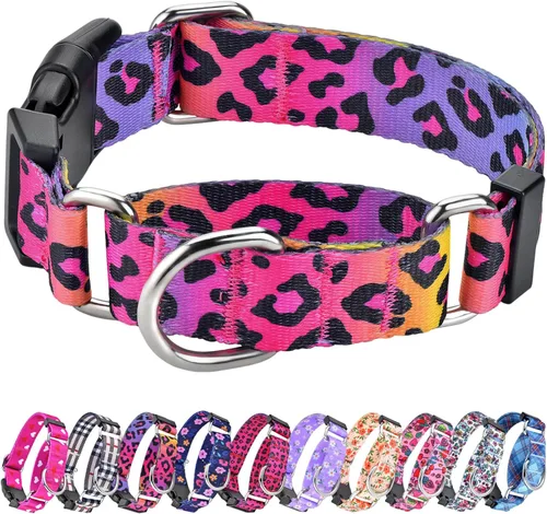 Miniatura 8 de Collar Martingale para perros, collares ajustables de nailon suave con diseño especial lindos patrones para perros pequeños, medianos y grandes Flor