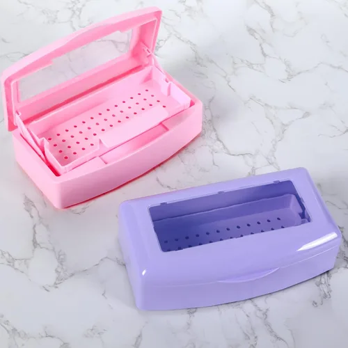 Miniatura 6 de Bandeja de esterilización de plástico, bandeja de esterilización, caja esterilizadora limpia, organizador de almacenamiento para uñas, pinzas, Rosa