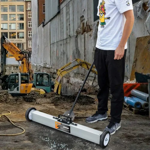 Miniatura 2 de Ochine Barredora magnética de alta resistencia con ruedas, 30 libras de capacidad, herramienta de recogida de piso con mango de liberación para 24.0