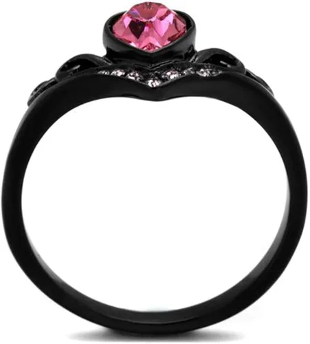 Miniatura 3 de Marimor Jewelry Anillo de moda de acero inoxidable con circonita rosa para mujer, talla 5-10