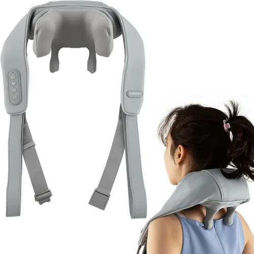 Miniatura 10 de COSTWAY Masajeador de cuello y hombros con calor, máquina shiatsu de amasado de tejido profundo 4D para aliviar el dolor, almohada masajeadora