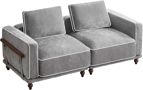 Miniatura 24 de Sofá biplaza modular de 80 pulgadas, sofá modular Cloud con reposabrazos y patas de madera, cómodo sofá tapizado de 2 plazas para sala de estar