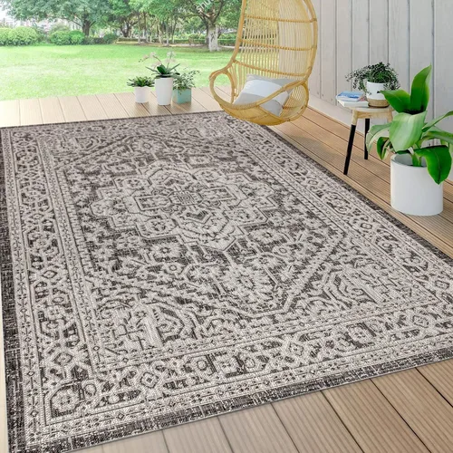 Miniatura 60 de Eyely BMS101D-28 - Alfombra de pasillo con textura de medallón de Santa Mónica Slesi, para interiores y exteriores, estilo costero, bohemio, Gris