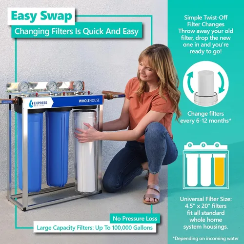 Miniatura 4 de Express Water Paquete de 2 filtros de repuesto de sedimentos - Filtro de agua de repuesto para toda la casa - Filtro de agua SED de alta capacidad