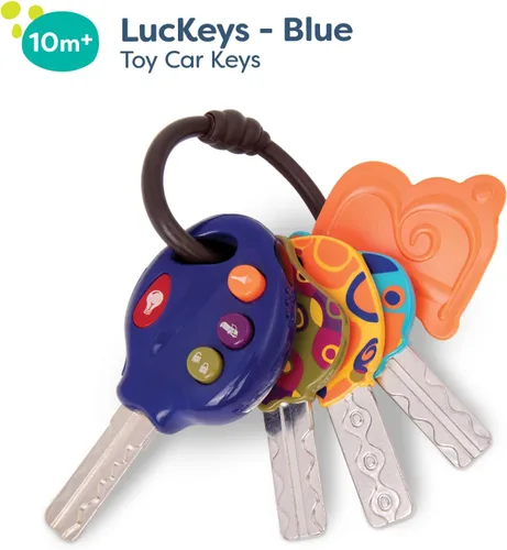 Miniatura 3 de B. toys LucKeys - Azul - Llaves de juguete de simulación - Llavero con luces y sonidos - Juguete interactivo para bebés - Llaves de simulación