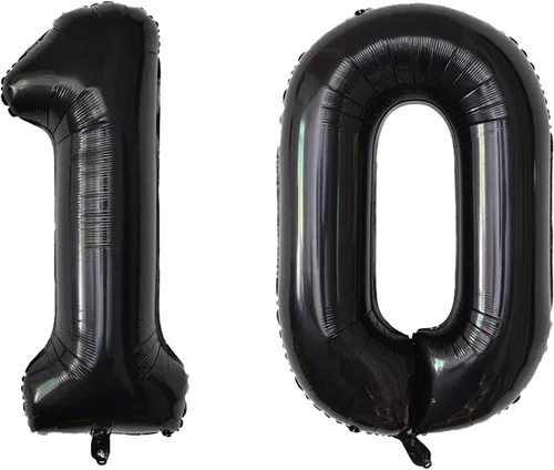 Globos de 40 pulgadas negros con 10 números, globos gigantes de helio de Mylar de lámina negros con números para cumpleaños, globos digitales de