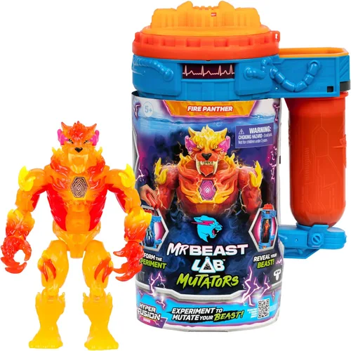 MRBEAST LAB Mutadores Hyper Fusion, Experimenta y Crea la Pantera de Fuego, Añade Líquido de Mutación, Presiona el Escáner de Huellas Dactilares y