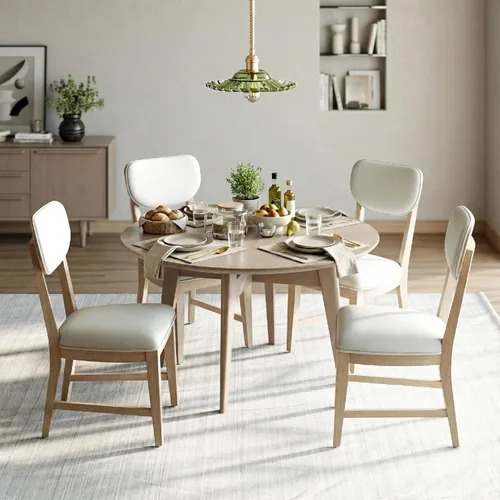 Miniatura 17 de COLAMY Juego de 2 sillas de comedor de madera maciza, modernas sillas de cocina tapizadas de mediados de siglo con cojín de 3.3 pulgadas de grosor