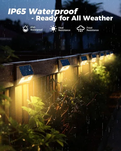 Miniatura 5 de vighep Paquete de 12 luces solares de movimiento para exteriores, luces impermeables para valla al aire libre, luces LED de pared blancas cálidas