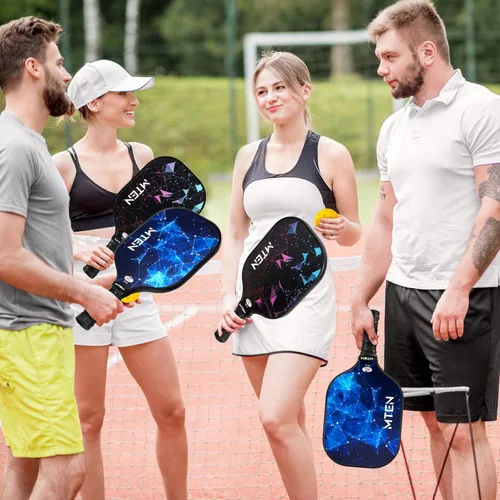 Miniatura 8 de Pickleball Paddles Set of 2 or 4, or Single Paddle – USAPA Approved Fiberglass Surface Pickleball Rackets Set for Men & Women Negro y azul*4