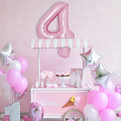 Miniatura 4 de Globos gigantes de 40 pulgadas de color rosa intenso con el número 34, gigantes, gigantes, gigantes, enormes de papel de aluminio de Mylar
