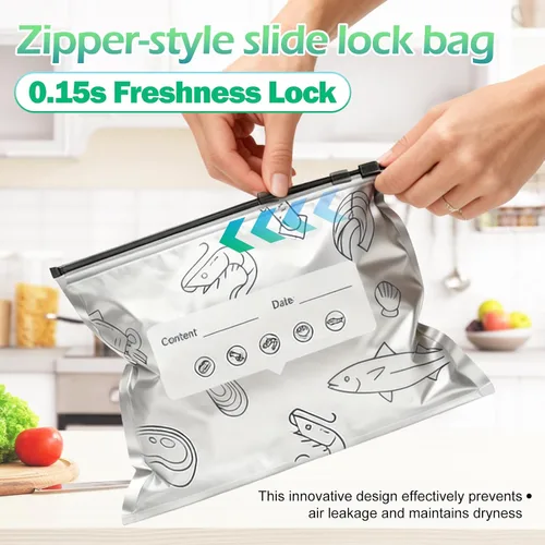 Miniatura 3 de 90 bolsas de almacenamiento reutilizables de papel de aluminio sellables, bolsas con cremallera al vacío mejoradas para alimentos, bolsas sellables