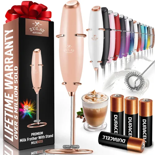 Miniatura 630 de Zulay Milk Boss Espumador de leche potente manual, hace espuma para latte, batidor para mezclar bebidas, café, miniespumador para capuchino, frappé