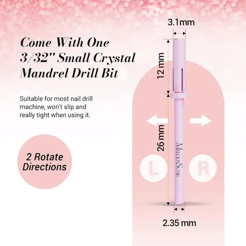 Miniatura 7 de MelodySusie 50 piezas de brocas para lima de uñas pequeñas con bandas de lijado de 3.1mm, lima de uñas de grano 80 para uñas acrílicas, manicura