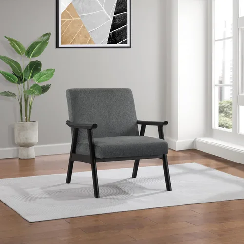 Miniatura 2 de OSP Home Furnishings Weldon Mid-Century - Sillón moderno, tela de carbón con marco acabado negro