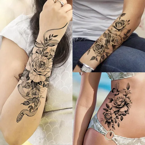 Miniatura 3 de VANTATY - Tatuajes temporales, diseño de flor 011