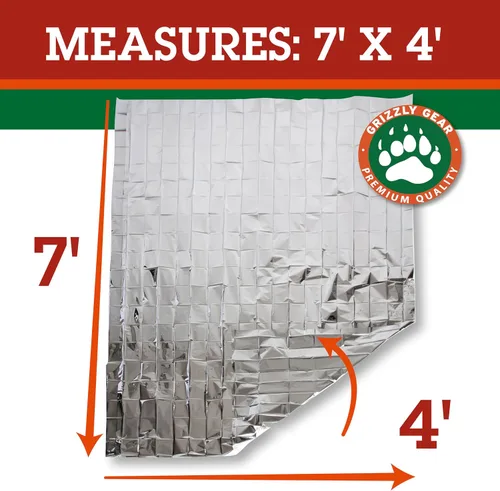 Miniatura 2 de Mantas térmicas de emergencia – Grizzly Gear – se pliega a 52 x 84 pulgadas