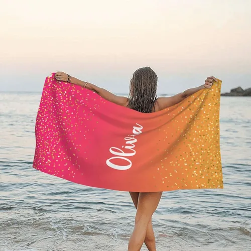 Miniatura 12 de Toalla de playa personalizada para niños y adultos, toallas de playa sin arena con nombre, toalla de playa personalizada de secado rápido, súper